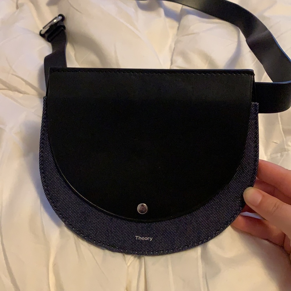 Theory Black and Denim Waist Bag